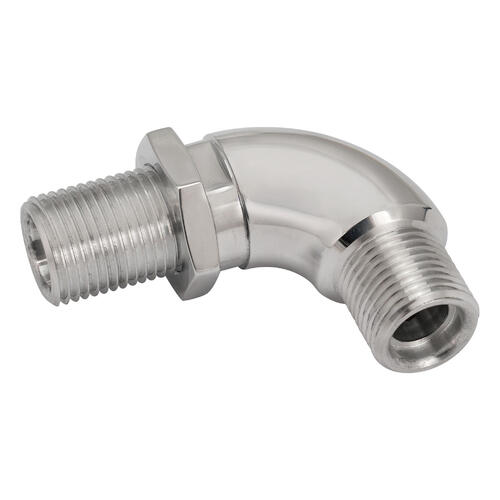 Proflow Air Conditioning Adaptor Bulkhead Fitting, #10 A/C 7/8"-14, 90 Degree, Aluminium, Polished