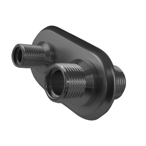 Proflow Firewall Bulkhead Aluminium Air Con 2 Port #6, #10 Inline, Black