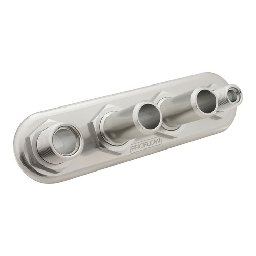 Proflow Firewall Bulkhead Aluminium 4 Port #10, #10 Inline, Polished