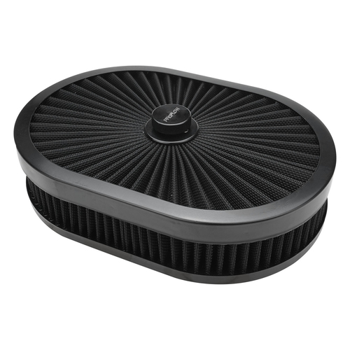 Proflow Air Filter Assembly Flow Top Oval Black 12in. x 9in. x 2in. Suit 5-1/8in. Flat Base