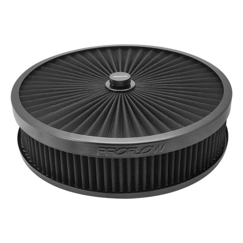 Proflow Air Filter Assembly For Holley EF Sniper Series, Flow Top Round Black, 14'' x 3", Suit 5-1/8in. Neck Recessed Base