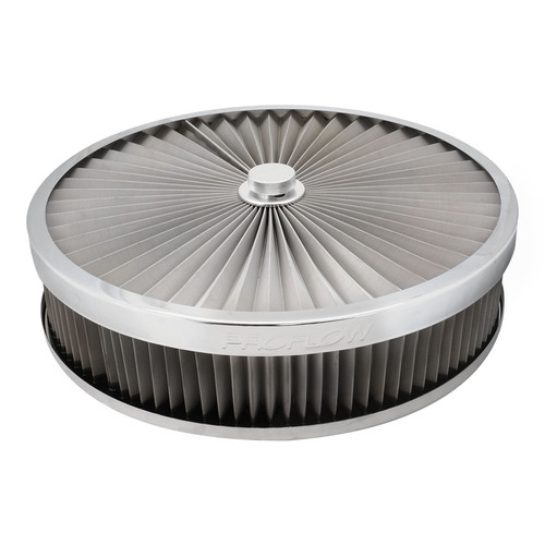 Proflow Air Filter Assembly For Holley EFI Sniper Series, Flow Top Round Stainless Steel 14'' x 3'', Suit 5-1/8in. Neck Recessed Base