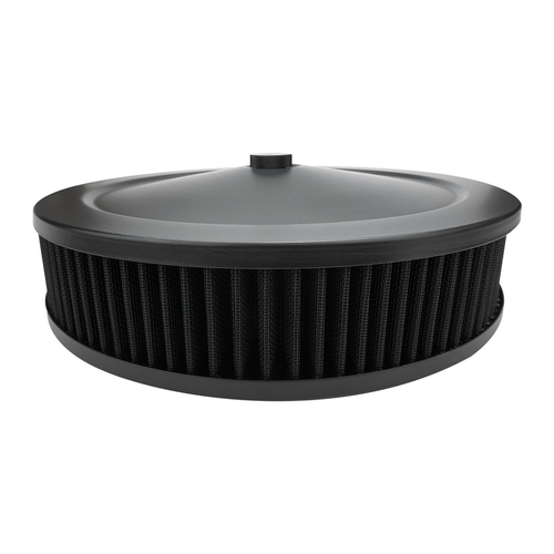Proflow Air Filter Assembly Round 14in. x 3in, Black, Recessed base, , Each