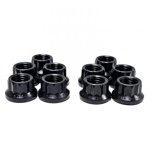 Proflow Nut, Flange Nut, 3/8"-24 x 7/16" Wrenching, 12pt, 10 Piece
