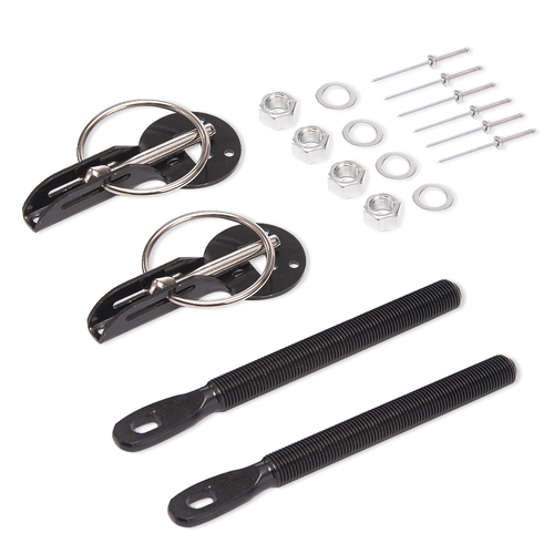 Proflow Bonnet Hood Pins, Quick Release, Aluminium, Black, Kit