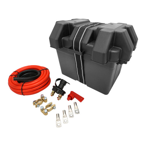 Proflow Universal Battery Box Plastic Relocation kit, External Size 340L x 245W x 270H, Suit Camping Boating, Cars, Regular Battery