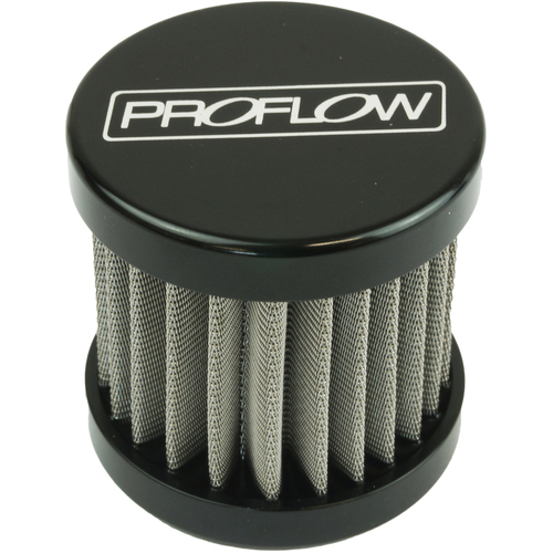 Proflow Oil Breather Filter Billet -12AN, Valve Cover Push in insert, Black