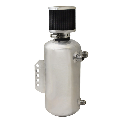 Proflow Oil Breather Catch Tank 2L w/AN-8 x 2 + 1 -6 Hose Ends & Breather, Polished