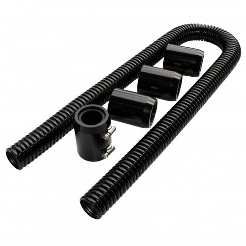 Proflow Radiator Hose Flexible, Stainless Steel Black Kit, 48in. Length, 34/38mm Adaptors