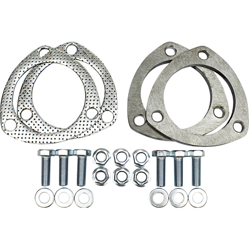 Proflow Collector Rings, 3.00 in, 3-Bolt Flange, Steel, Natural, Pair