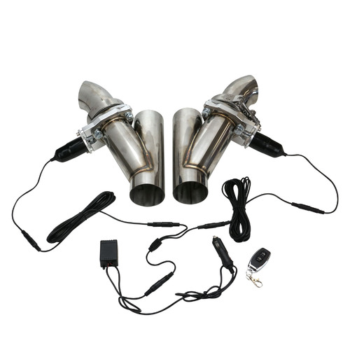 Proflow Dual Exhaust Cutouts, Electric, Aluminium, Bolt On, 3.0 in. Diameter, Stainless Steel Tubing, Kit