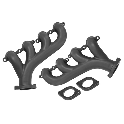 Proflow Exhaust Manifolds, High Silicon Ductile Iron, Black Casting, Chev For Holden, LS Series Engines, Pair
