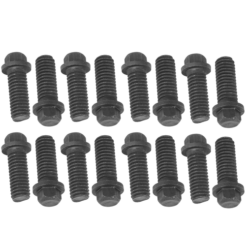 Proflow Header Bolts, Hex Head, 3/8 in. Custom Black Oxide, For Chevrolet, For Ford, Set of 16