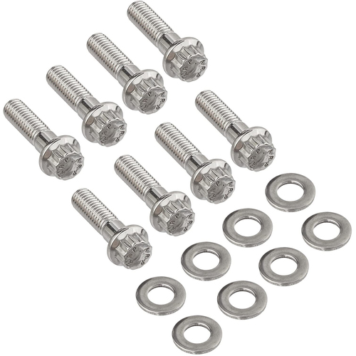 Proflow Header Bolts, Hex Head, M8 X 1.25 in, Custom Stainless Steel, For Chevrolet For Holden LS Engine, Set of 12