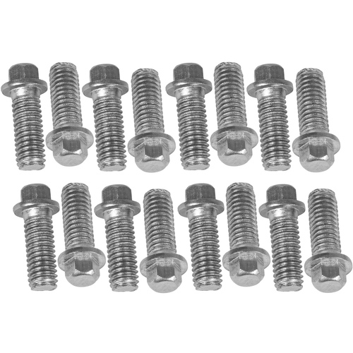 Proflow Header Bolts, Hex Head, 3/8in. x 1'' Length, Stainless Steel, For Chevrolet, For Ford, Set of 16