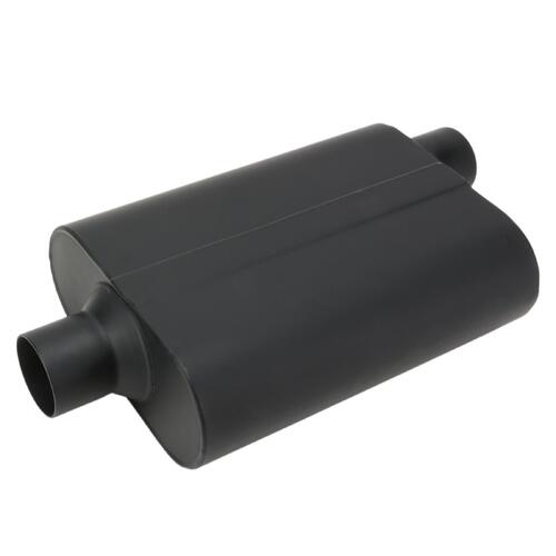 Proflow Muffler, 2.25 in, Black Compact Flow Chamber II, Side Inlet To 2.25 in. Centre Outlet, 9.75" x 13" x 4" body, Each