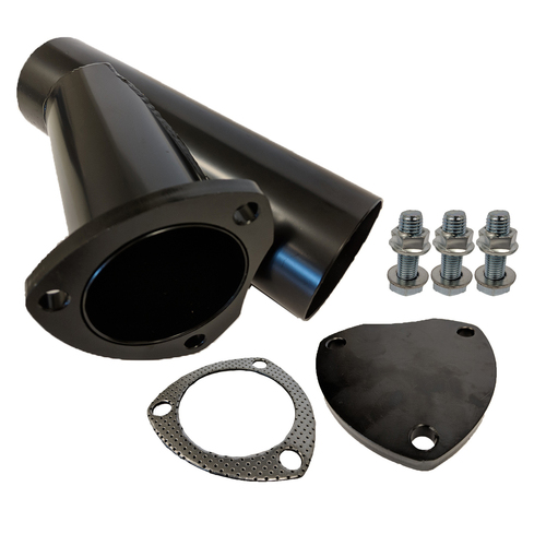 Proflow Exhaust Steel Cut Out Y Pipe 3.5in., Cap Gasket & Bolts 10in. overall length, Each