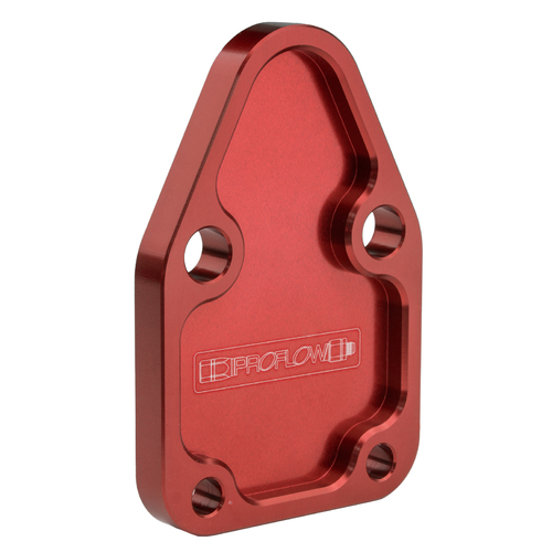 Proflow Fuel Pump Block-Off Plate, Aluminium, Red Anodised, SB For Chevrolet, For Chrysler, Each