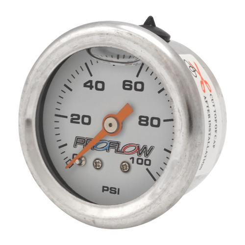 Proflow Fuel Pressure Liquid Filled Gauge 0-100SI Stainless Body/White Face