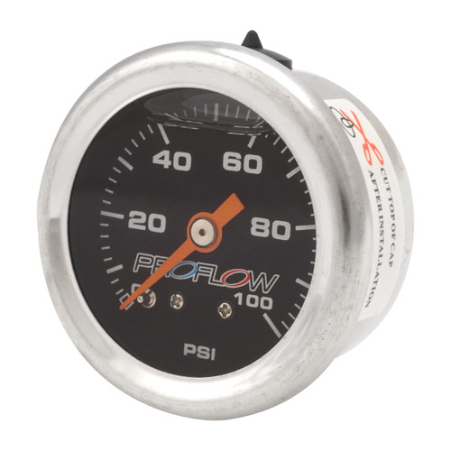 Proflow Fuel Pressure Liquid Filled Gauge 0-100PSI Stainless Body/Black Face