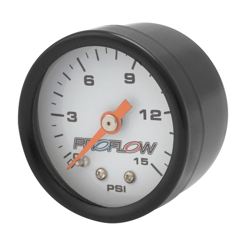Proflow Fuel Pressure Gauge 0-15PSI Black body/White Face