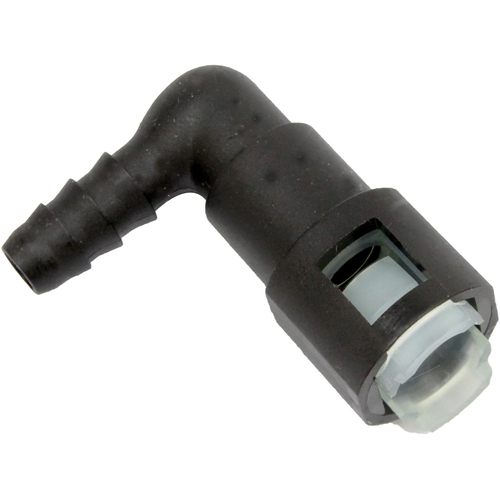 Proflow Fuel Line Connectors, Nylon 5/16in. Female QR 90 Degree To 5/16in. (8mm) Barb, Each