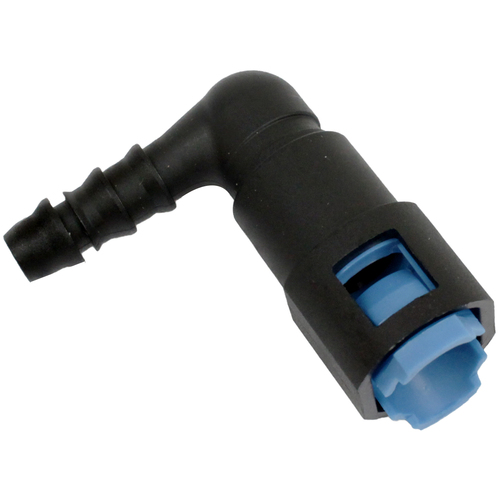 Proflow Fuel Line Connectors, Nylon 3/8in. Female QR 90 Degree To 5/16in. (8mm) Barb, Each