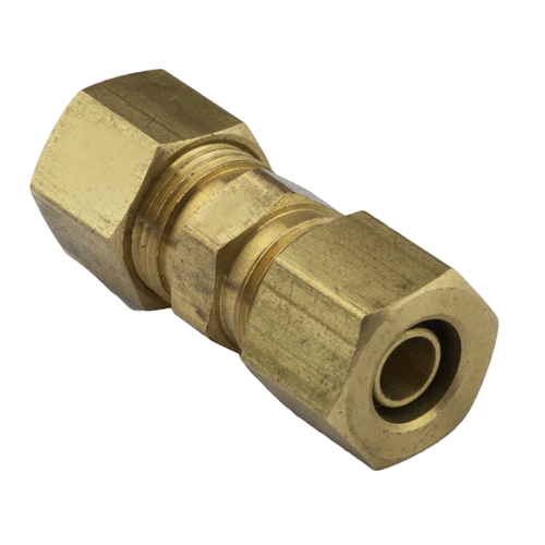 Proflow Fuel Line Connectors, Brass 3/8in. (10mm) Nylon to Pipe Or Pipe To Pipe Compression Joiner, Each