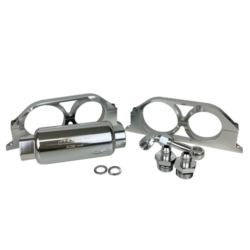 Proflow Billet Bracket Kit, Polished, With Fuel Filter AN10 & AN06 Adaptors
