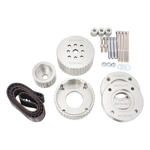 Proflow Gilmer Belt Drive Kit, For Holden V8 EFI 5.0L VN-VS Commodore, Billet Aluminium, Silver Anodised