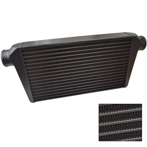 Proflow Intercooler Aluminium Universal Tube & Fin 500 x 300 x 100mm 3in. Outlets, Black