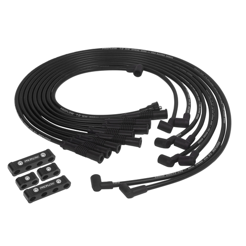 Proflow Spark Plug Pro Lead Wires Set, 10mm, Black, Black Boots Straight Boots, Universal, V8 with Separator Set