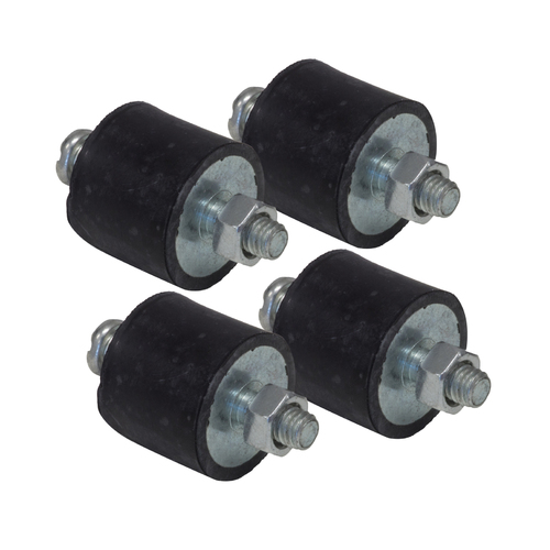 Proflow Anti-Vibration Mounts, Rubber, Black, #10-32 Threads, Set of 4