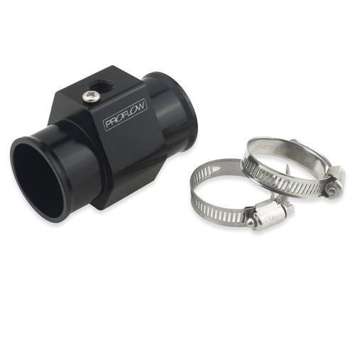 Proflow Water Temperature Sensor Adapter, 38mm (1.50''), 1/8 in. NPT Port, Billet Aluminium, Black Anodised