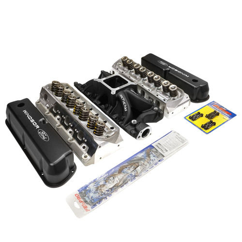 Proflow Cylinder Head SuperMax 210 & Intake Kit,  Manifold, Max Jr, Single Plane, Aluminium, Black, Square Bore, SB For Ford, 289, 302W, Kit