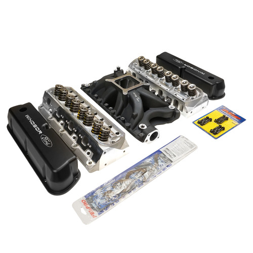 Proflow Cylinder Head SuperMax 205 & Intake Kit,  Manifold, Max Jr, Single Plane, Aluminium, Black, Square Bore, SB For Ford, 351W