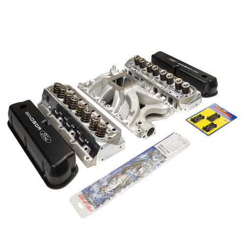 Proflow Cylinder Head SuperMax 205 & Intake Kit,  Manifold, Max Jr, Single Plane, Aluminium, Natural, Square Bore, SB For Ford, 351W