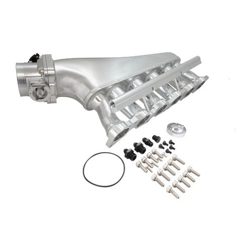 Proflow Intake Manifold Kit, Fabricated Aluminium, Polished, For Nissan TB48 Inlet Plenum, 90mm Throttle Body, Fuel Rail Polished