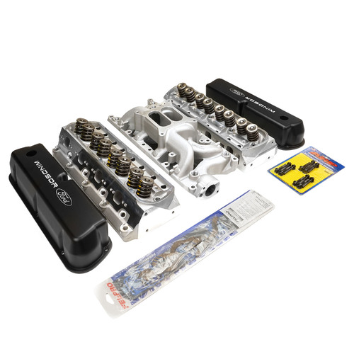 Proflow Cylinder Head AirMax 185 & Intake Kit, Manifold, AirMax, Dual Plane, Aluminium, Natural, Square Bore, For Ford, 289/302, Each