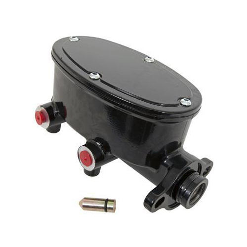 Proflow Master Cylinder, Aluminum, Black Powdercoat, 1.000 in. Bore, Dual Bowl, Front Disc/Rear Drum