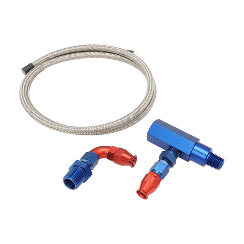 Proflow External Oil Feed Line Kit, Suit Ford 302-351 Cleveland,  External Oil Supply Modification, Stainless PTFE Braided Hose, Kit