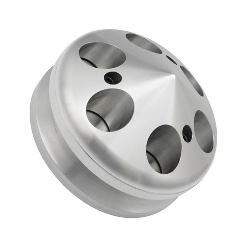 Proflow Pulley, V-Belt Alternator, Billet Aluminium Clear Anodised, Single Groove with Cover, 71mm x 17mm Bore,