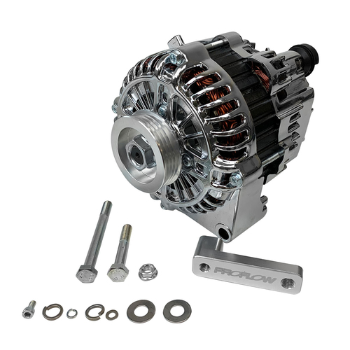 Proflow Alternator Power Spark Conversion Kit, For Nissan & Holden RB25/RB26/RB30, 140amp Alternator, Brackets & Pulley, Chrome
