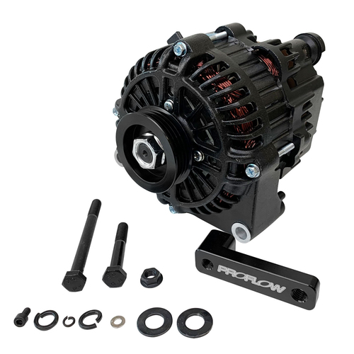 Proflow Alternator Power Spark Conversion Kit, For Nissan & Holden RB25/RB26/RB30, 140amp Alternator, Brackets & Pulley, Black, Kit