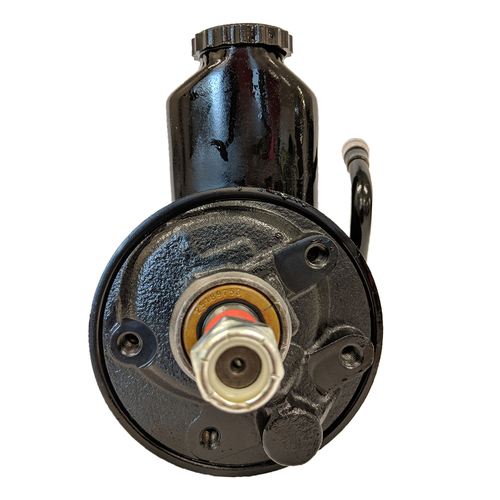 Proflow Power Steering Pump, Saginaw P Series, Reservoir, Keyway V Pulley Style, Black Powder coated