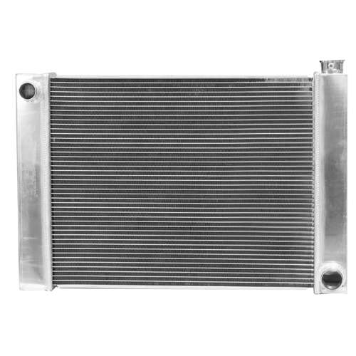 Proflow Radiator, Universal, Fabricated Aluminium Tanks, Natural, 22 in. Wide, 19.00in. High, 2.25 in. Thick, Chev Side Inlet & outlets