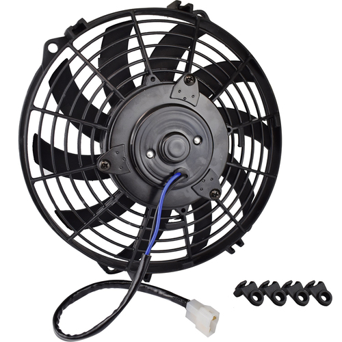 Proflow Electric Fan, Cooling Curved Black Single, 9 in. Diameter, Reversible, 825 cfm, Black, Plastic
