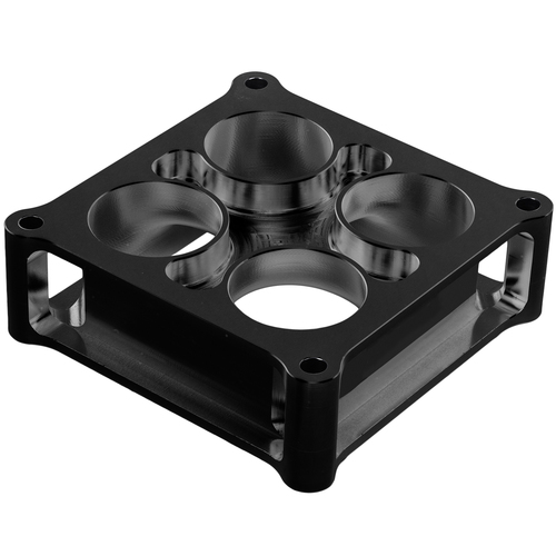 Proflow Carburettor Spacer, Aluminium Black Anodised, 2 in. Thick, Tapered Combo, 4500 Square Bore