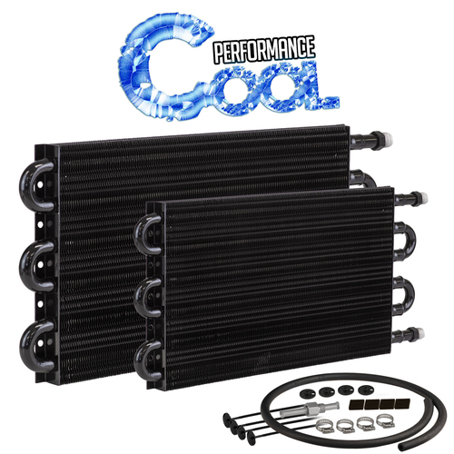 Proflow Transmission Fluid Cooler, Tube, Fin, black powder coated, 10 in. x 15.875 in. x 0.75 in., 9/16 in.-18 Inlet, Outlet