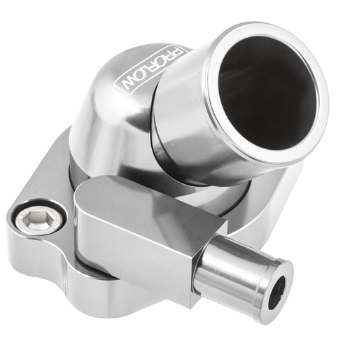 Proflow Water Neck, Billet Aluminium Swivel, Silver Anodised, 45 Degree, For Holden V8 253.308